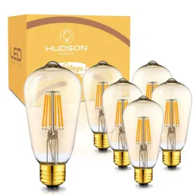 ST58-LED-2700K-6 HUDSON BULB CO Edison Light Bulbs Pack Base