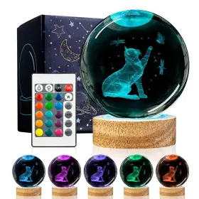 B0D49T85P3 HUNTALG Cat Crystal Ball Night Light Remote Usb