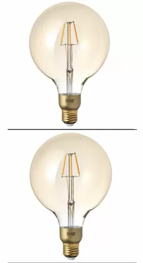 103.450.11 IKEA Lunnom Led Bulb Globe Amber Glass Kelv