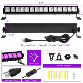 732688956422 ISUERFY Pack Waterproof Led Light Bar Blacklight #3