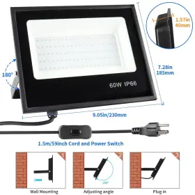761325679578 ISUERFY Led Light Floodlight Waterproof Plug #2