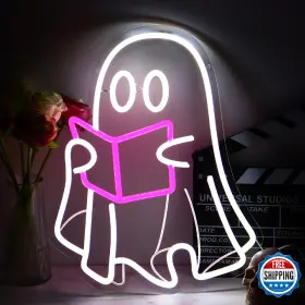 B0D69P8QCM JESALAH Ghost Reading Book Lamp Led Neon Sign