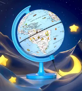 B09TCZ7B7V JOWHOL Kids Globe Illustrations Led Night Light
