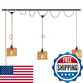 B0FMR27LFC KENMI Light Plug Cord Pendant Hemp Ro