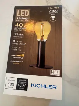 0777450 KICHLER Amber Light Bulbs Candelabra Base Led
