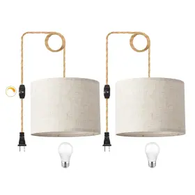 B0CLY52GWP KUAUGST Dimmable Plug Pendant Light Cord Led Bulbs