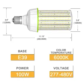 NG-WL-100WH-ME KUKUPOO Led Corn Bulb Light Hps Halide Garage #2