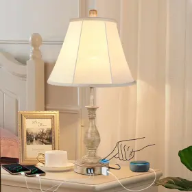 B09M4CWXJZ LALISU Farmhouse Table Lamp Touch Control Dimmable