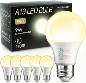 Led 445009568527 6 Pack A19 Light Bulbs 60 Watt Equivalent Bulb Soft Warm White 2700k