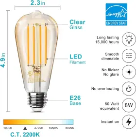 705353025297 LED Pack Edison Amber Light Bulbs #2