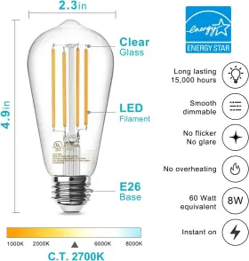 ST19WW2700-6 LED Edison Light Bulbs Dimmable #2