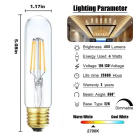 434529891528 LEOOLS Led Tube Bulb Glass Dimmable Edison Base #2