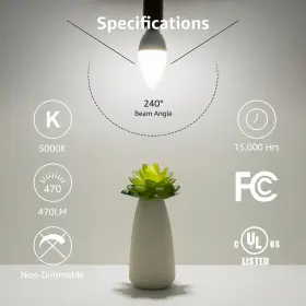 600052-DW-US-6 LEPRO Led Candelabra Light Bulbs Kelvin Wa #2