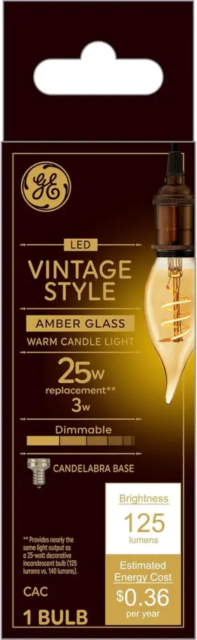 36488 LIGHTING Vinta Led Light Bulb Amber Finish Base