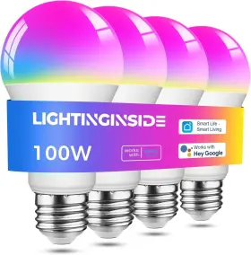 LTD-SM-A19-E26-4P LIGHTINGINSIDE Pack Smart Light Wifi Bulb