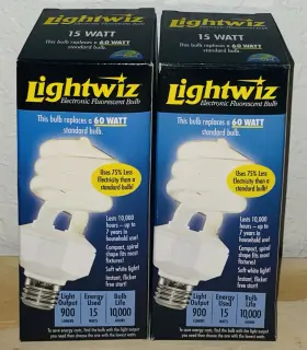 15027 LIGHTWIZ Spiral Fluorescent Light Bulbs Watts Pack