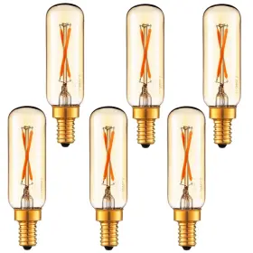 T8-2G22K-6PACK LITEHISTORY Dimmable Led Bulb Candelabra Amber