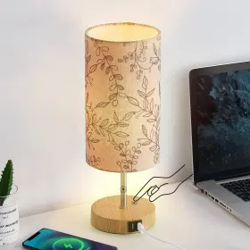 B0C175FTW6 LOLIKIT Bedside Touch Lamp Wood Base Usb Charging