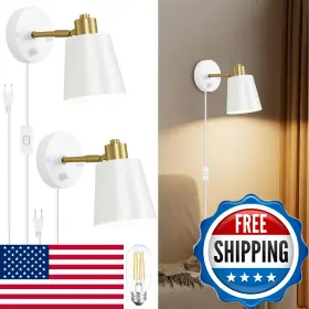 B0FW9LGS3L LOMOKY Dimmable Wall Sconces Set Lights Plug Cord