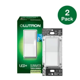 STCL-2PKMR-WH LUTRON Sunnata Touch Dimmer Switch Led Bulbs