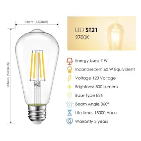 709046042929 LVWIT Led Filament Bulb Dimmable Vinta #3