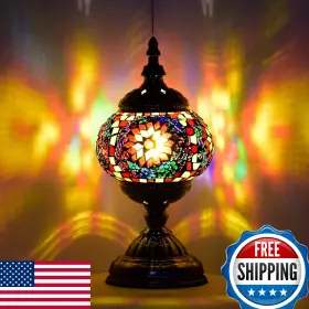 B073P5CXQ5 MARRAKECH Turkish Lamp Table Tiffany Handmade