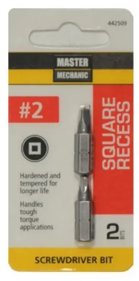 442509 MASTER MECHANIC Pack Square Recessed Recess Bit Tip