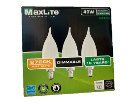 E12-BASE MAXLITE Led Base Candelabra Pack Dimmable