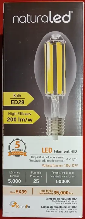 LED25FHID NATURLED Naturaled Led Bulb Base