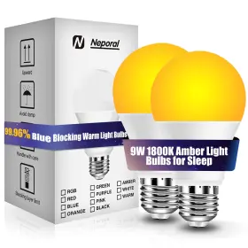 B0F98H154S NEPORAL Amber Sleep Light Bulbs Blocking