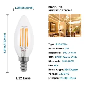 658848390786 NEW LIGHTS Candelabra Led Bulbs Dimmable Light #2