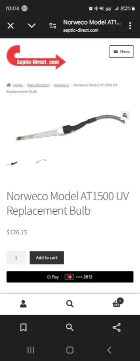 AT1500 NORCO Norweco Wastewater Uv Bulb Cord