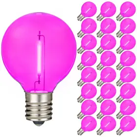 Novelty Lights Inc 93961263 25 Pack Pink G40 Led Filament Bulbs E12/c7 Candelabra Base