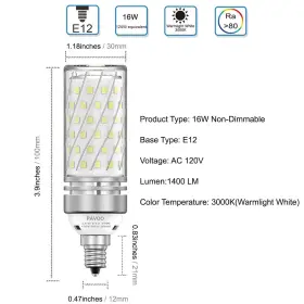 788383636978 PAVOO Led Light Bulbs Candelabra Wa #3