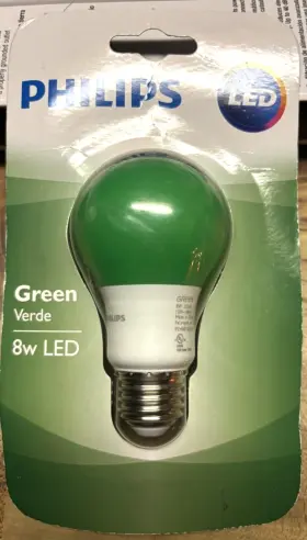 BC8A19-LED-GREEN-ND PHILIPS Light Bulb Equiv Base