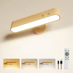 B0FR4NQYG8 POPOIRON Mah Rechargeable Wood Wall Sconce Bedroom