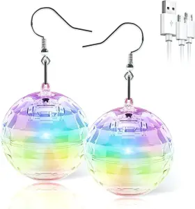 20230128 PUFIER Disco Ball Earrings Light Rechargeable Up