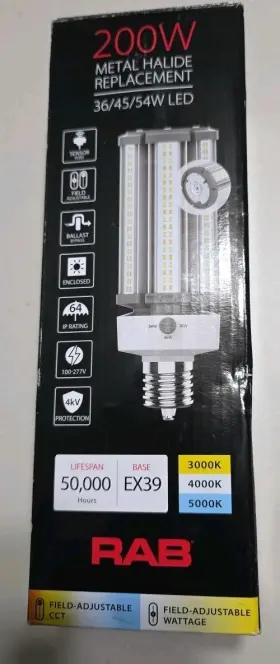 HIDFA-54S-EX39-8CCT-BYP RAB Led Corn Cob Ballast Bypass
