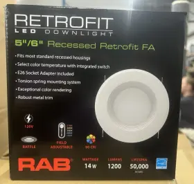 R6R149FA120WB RAB Led Retrofit Downlight Cct Selectable