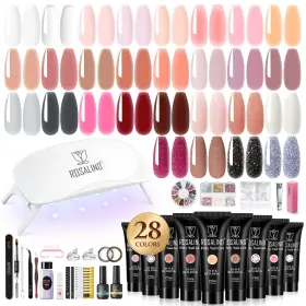B0DT16YYP8 ROSALIND Poly Nail Gel Mini Led Lamp Nude Kit
