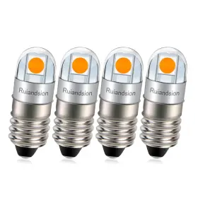 Ruiandsion E10-3030-2-6v-y 4 E10 Flashlights Bulb 6v Non Polarity Screw Base 3030 2smd Chips Yell