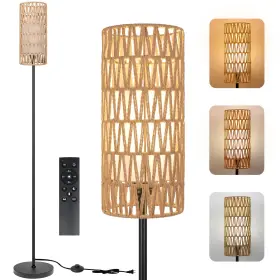 B0F9TV3ZWC RUIEVER Farmhouse Floor Lamp Light Rattan Shade