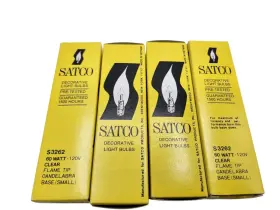 S3262 SATCO Flame Tip Candelabra Base Light Bulbs