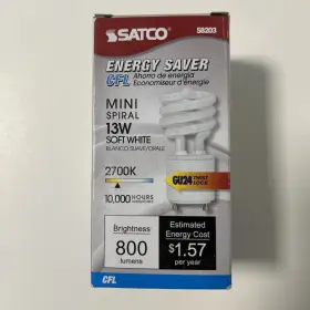 S8203 SATCO Pin Base Mini Spiral Cfl Light Bulb