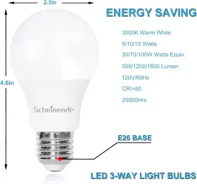 3-WAY SCHEINENDA Light Bulbs Reading Standard #2