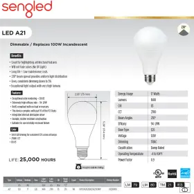 DPO517A21E26D827G1230CB1W SENGLED Dimmable Led Bulb #2