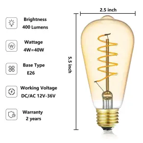 769326355354 SHUWDKAR Led Edison Bulbs Voltage Spiral #2