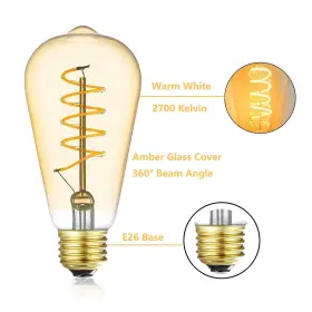 769326355354 SHUWDKAR Led Edison Bulbs Voltage Spiral #3