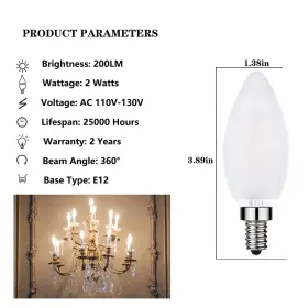 769326355569 SHUWDKAR Frosted Led Candelabra Bulbs Dimm #2