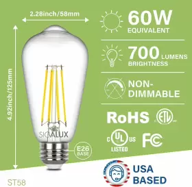 840696185816 SIGALUX Edison Led Bulb Filament Dimmable #2